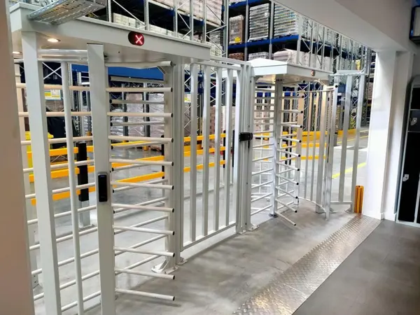 Wanis Foods Full Height Turnstile and Pedestrian Gate Combo