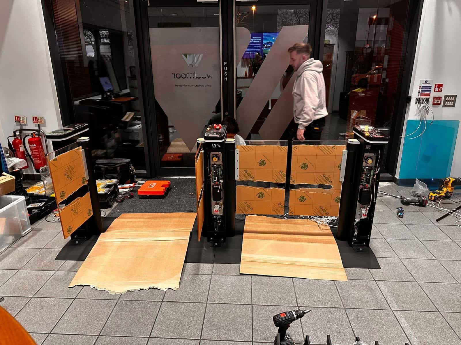 UK Turnstiles Team Insatlling Speed Gates