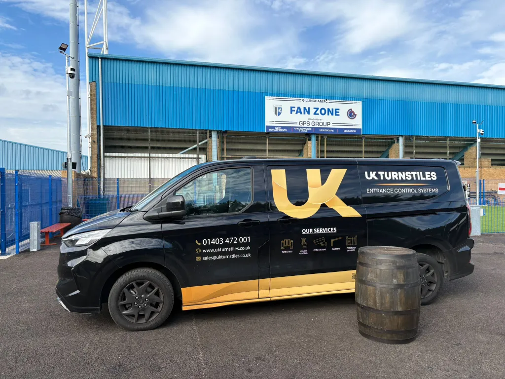 UK Turnstiles Van outside Gillingham FC